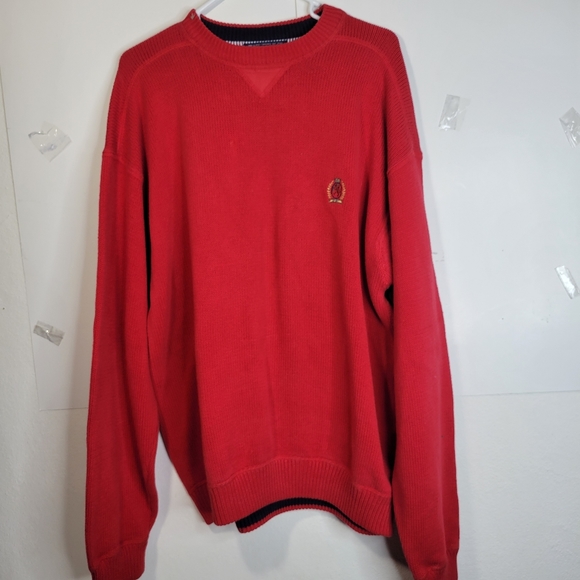 Mens Tommy Hilfiger 100% Cotton Red Sweater Size XL - Picture 2 of 8